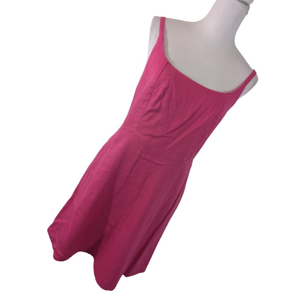 OLD NAVY! LINEN BLEND! LUXE FUSCHIA PINK ADJUSTABLE STRAP SLEEVELESS DRESS! S